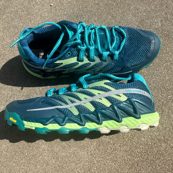 Merrell Women’s All Out Peak Lace Trainer Shoe Light Green Size 8 J35534 - Picture 1 of 7